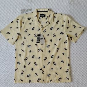 Fresh Yellow Mushroom Patterned Men's Shirt